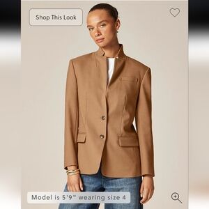 NWT J.Crew Women's Standing collar blazer in wool-blend flannel Sz 12 $268 Camel